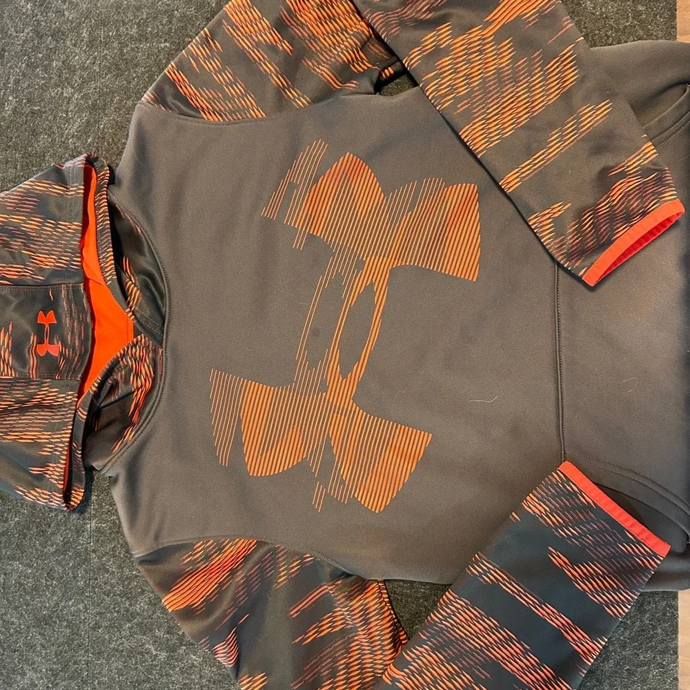 Under Armour Charcoal and Fiery Orange Hoodie‎